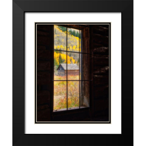 Colorado Looking out a window in the ghost town of Ashcroft in autumn near Aspen-Colorado Black Modern Wood Framed Art Print with Double Matting by Eggers, Julie