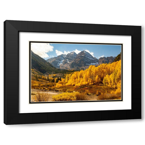 Maroon Bells-Snowmass Wilderness in Aspen-Colorado in autumn Black Modern Wood Framed Art Print with Double Matting by Ostrowitz, Mallorie