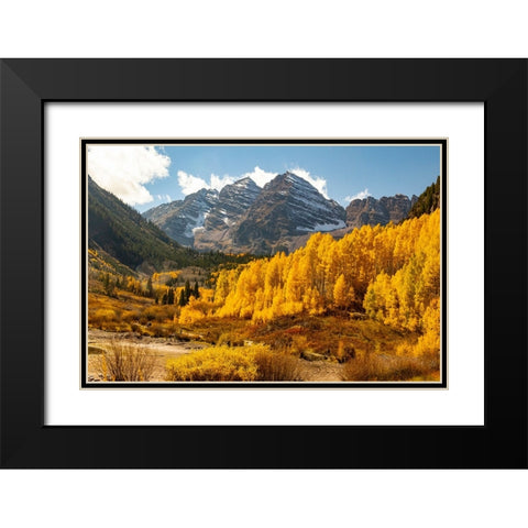 Maroon Bells-Snowmass Wilderness in Aspen-Colorado in autumn Black Modern Wood Framed Art Print with Double Matting by Ostrowitz, Mallorie