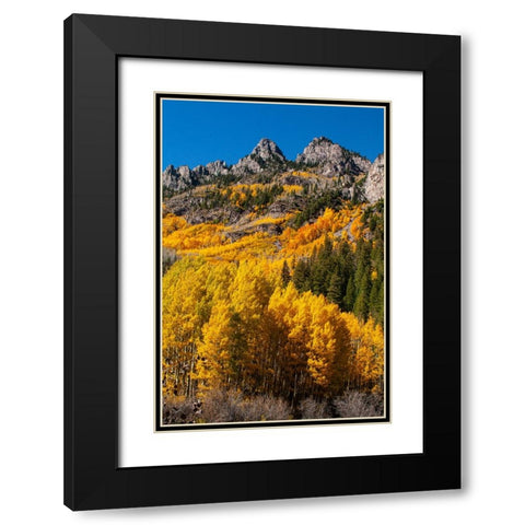 Maroon Bells-Snowmass Wilderness in autumn Black Modern Wood Framed Art Print with Double Matting by Ostrowitz, Mallorie