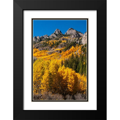 Maroon Bells-Snowmass Wilderness in autumn Black Modern Wood Framed Art Print with Double Matting by Ostrowitz, Mallorie