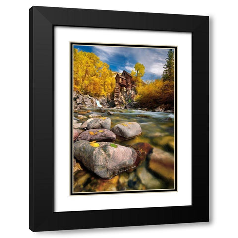 Fall at the Crystal Mill near Marble-Colorado in the Rocky Mountains Black Modern Wood Framed Art Print with Double Matting by SMO