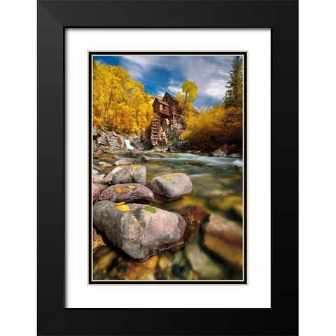 Fall at the Crystal Mill near Marble-Colorado in the Rocky Mountains Black Modern Wood Framed Art Print with Double Matting by SMO