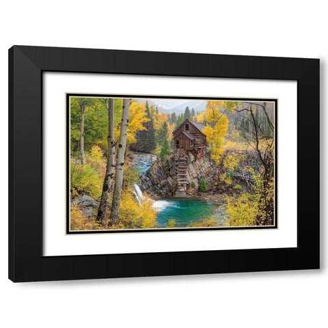 Fall at the Crystal Mill near Marble-Colorado in the Rocky Mountains Black Modern Wood Framed Art Print with Double Matting by SMO