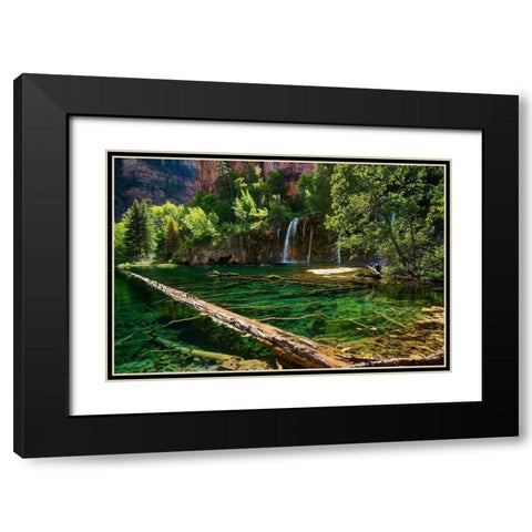 Lush and beautiful hanging lake near Glenwood springs in the Colorado Rocky Mountains Black Modern Wood Framed Art Print with Double Matting by SMO