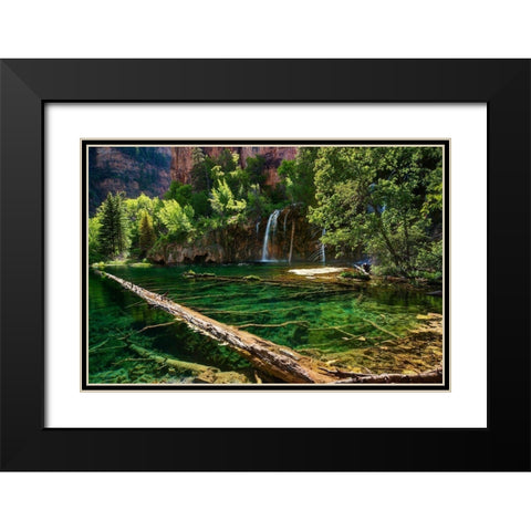 Lush and beautiful hanging lake near Glenwood springs in the Colorado Rocky Mountains Black Modern Wood Framed Art Print with Double Matting by SMO