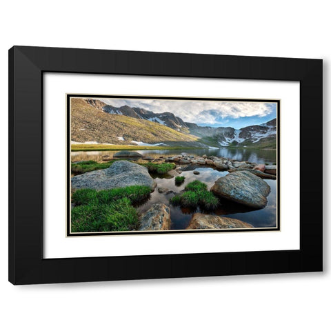 Summit Lake near the top of Mt Evans in the Colorado Rocky Mountains Black Modern Wood Framed Art Print with Double Matting by SMO
