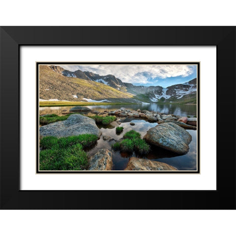 Summit Lake near the top of Mt Evans in the Colorado Rocky Mountains Black Modern Wood Framed Art Print with Double Matting by SMO