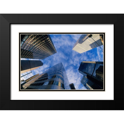 Looking up into Denver-Colorado skyline Black Modern Wood Framed Art Print with Double Matting by SMO