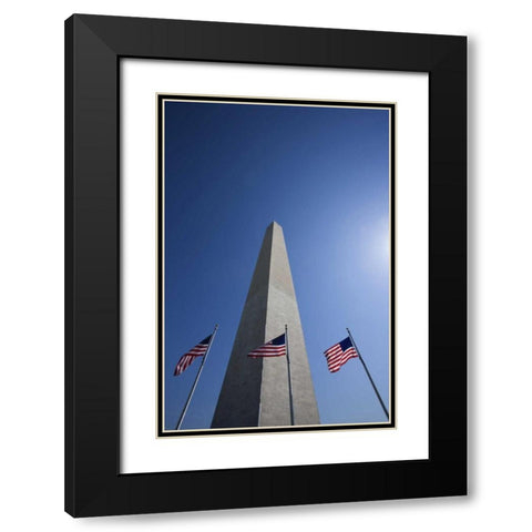 Washington DC, Flags at the Washington Monument Black Modern Wood Framed Art Print with Double Matting by Flaherty, Dennis