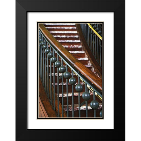 Washington DC, Stairway inside a train depot Black Modern Wood Framed Art Print with Double Matting by Flaherty, Dennis