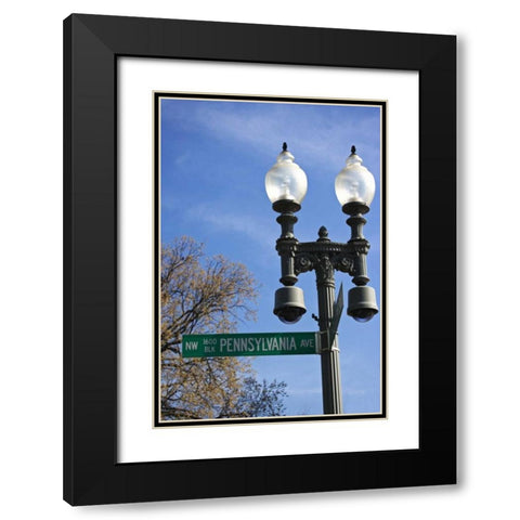 Washington, DC Historic Pennsylvania Ave Sign Black Modern Wood Framed Art Print with Double Matting by Flaherty, Dennis