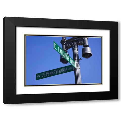 Washington, DC Historic Pennsylvania Ave Sign Black Modern Wood Framed Art Print with Double Matting by Flaherty, Dennis