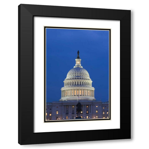 Washington DC, The Capitol Building at night Black Modern Wood Framed Art Print with Double Matting by Flaherty, Dennis