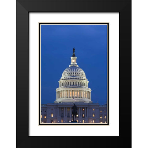 Washington DC, The Capitol Building at night Black Modern Wood Framed Art Print with Double Matting by Flaherty, Dennis