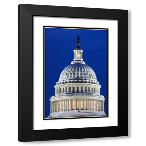 Washington, DC The Capitol Building at night Black Modern Wood Framed Art Print with Double Matting by Flaherty, Dennis