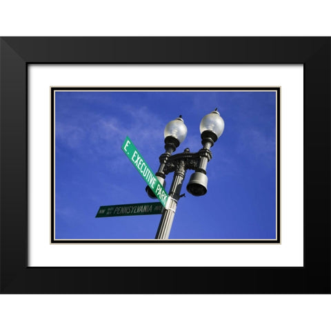 Washington, DC Historic Pennsylvania Ave Sign Black Modern Wood Framed Art Print with Double Matting by Flaherty, Dennis