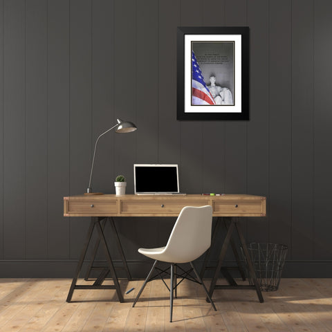 Washington DC, Lincoln Memorial and the US flag Black Modern Wood Framed Art Print with Double Matting by Flaherty, Dennis