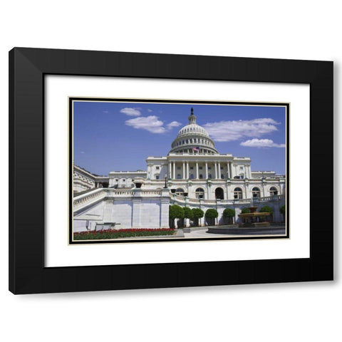 Washington, DC View of the Capitol building Black Modern Wood Framed Art Print with Double Matting by Flaherty, Dennis