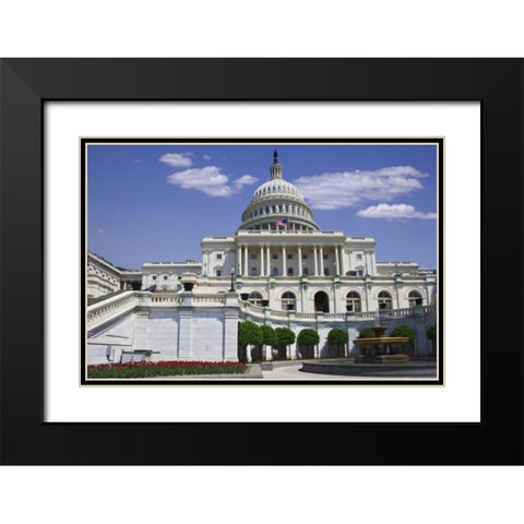 Washington, DC View of the Capitol building Black Modern Wood Framed Art Print with Double Matting by Flaherty, Dennis