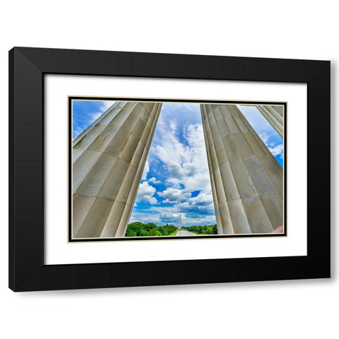 Tall white columns-Lincoln Memorial-Washington DC-Dedicated 1922 Black Modern Wood Framed Art Print with Double Matting by Perry, William