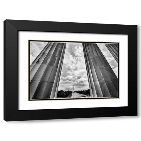 Tall white columns-Lincoln Memorial-Washington DC-Dedicated 1922 Black Modern Wood Framed Art Print with Double Matting by Perry, William