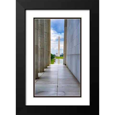 Washington Monument-Capitol Hill-Lincoln Memorial-Washington DC-Dedicated 1922 Black Modern Wood Framed Art Print with Double Matting by Perry, William