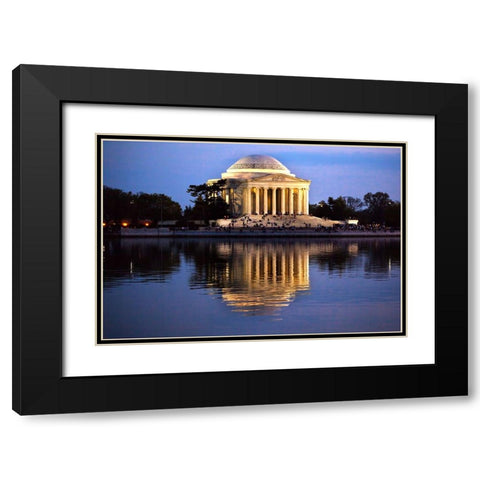 Jefferson Memorial and Tidal Basin in April Black Modern Wood Framed Art Print with Double Matting by Perry, William