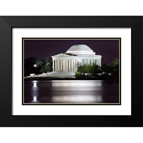 Jefferson Memorial and Tidal Basin in April Black Modern Wood Framed Art Print with Double Matting by Perry, William