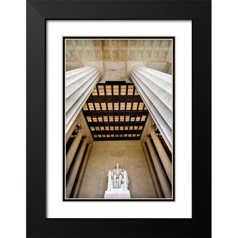 Tall white columns-Lincoln Memorial-Washington DC-Dedicated 1922-statue by Daniel French Black Modern Wood Framed Art Print with Double Matting by Perry, William