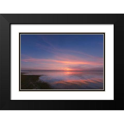Sunset on Harney Lake at sunset-Florida Black Modern Wood Framed Art Print with Double Matting by Jones, Adam