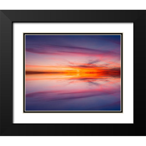 Sunset mirror reflection on Harney Lake at sunset-Florida Black Modern Wood Framed Art Print with Double Matting by Jones, Adam