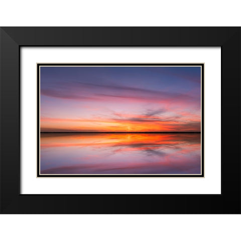 Sunset on Harney Lake at sunset-Florida Black Modern Wood Framed Art Print with Double Matting by Jones, Adam