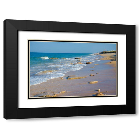 Florida-Surf on Beach Black Modern Wood Framed Art Print with Double Matting by Miller, Anna