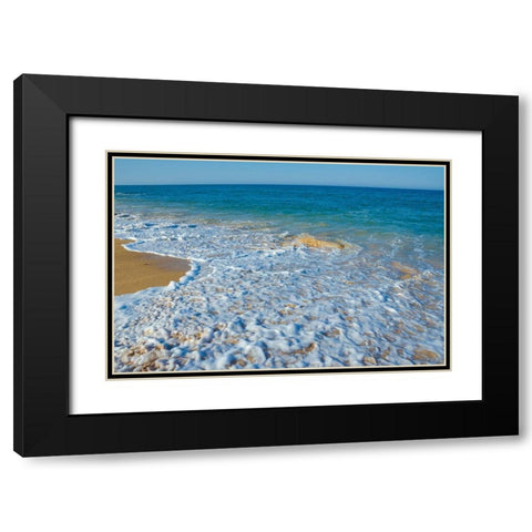 Florida-Surf on Beach Black Modern Wood Framed Art Print with Double Matting by Miller, Anna
