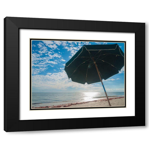 Beach Umbrella-Sanibel Island-Florida-USA Black Modern Wood Framed Art Print with Double Matting by Miller, Anna