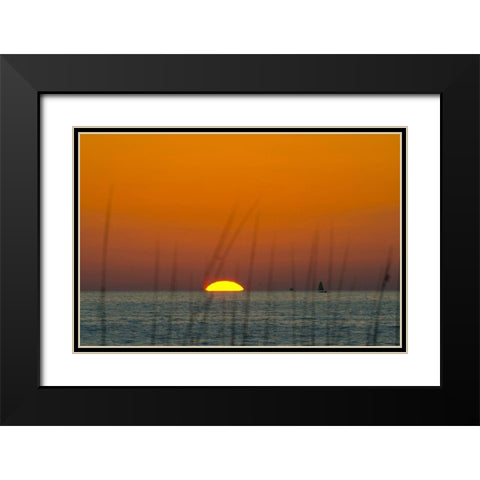 Florida-Sarasota-Siesta Key-Orange Sunset Black Modern Wood Framed Art Print with Double Matting by Friel, Bernard