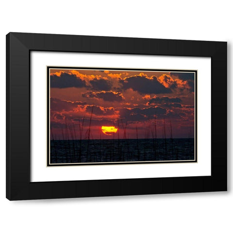 Florida-Sarasota-Crescent Beach-Siesta Key-Cloudy Sunset Black Modern Wood Framed Art Print with Double Matting by Friel, Bernard