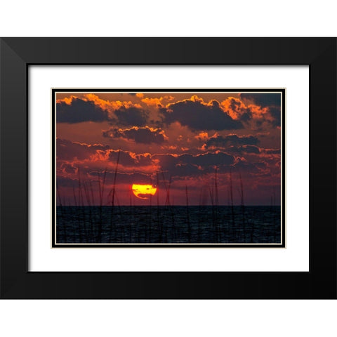 Florida-Sarasota-Crescent Beach-Siesta Key-Cloudy Sunset Black Modern Wood Framed Art Print with Double Matting by Friel, Bernard