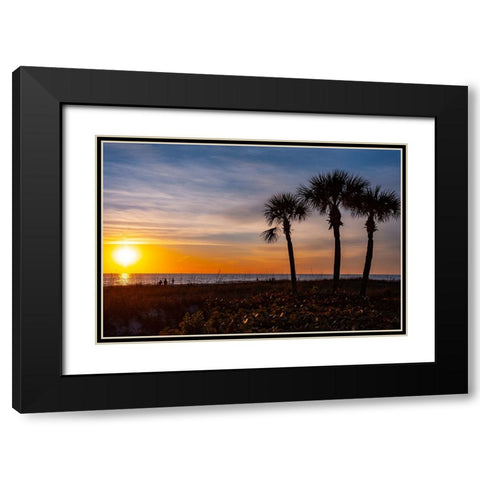 USA-Florida-Sarasota-Crescent Beach-Siesta Key-Sunset Black Modern Wood Framed Art Print with Double Matting by Friel, Bernard