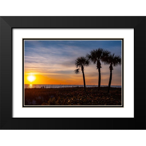 USA-Florida-Sarasota-Crescent Beach-Siesta Key-Sunset Black Modern Wood Framed Art Print with Double Matting by Friel, Bernard