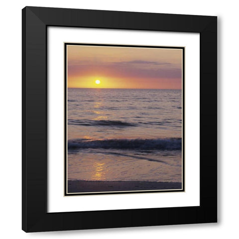 FL, St Petersburg Beach Sunset on the ocean Black Modern Wood Framed Art Print with Double Matting by Flaherty, Dennis