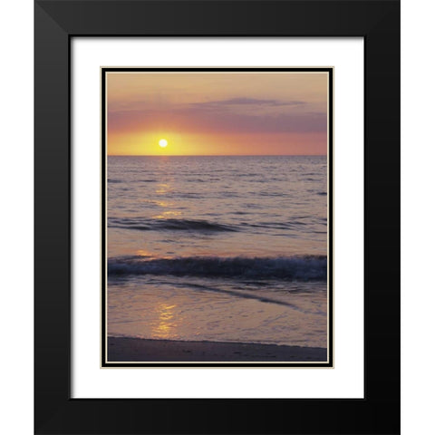 FL, St Petersburg Beach Sunset on the ocean Black Modern Wood Framed Art Print with Double Matting by Flaherty, Dennis