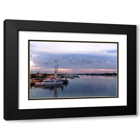 Looking out of the Key West Express shuttle over Fort Myers waterway of the Gulf of Mexico Black Modern Wood Framed Art Print with Double Matting by Haddad, Sheila