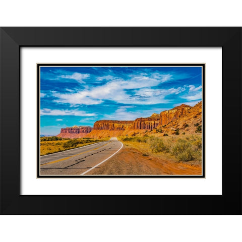 Colorful Cliffs-Highway 211-Canyonlands National Park-Needles District-Utah Black Modern Wood Framed Art Print with Double Matting by Perry, William