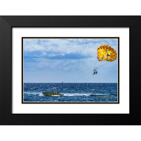 Two people parasailing-Fort Lauderdale-Florida Black Modern Wood Framed Art Print with Double Matting by Perry, William