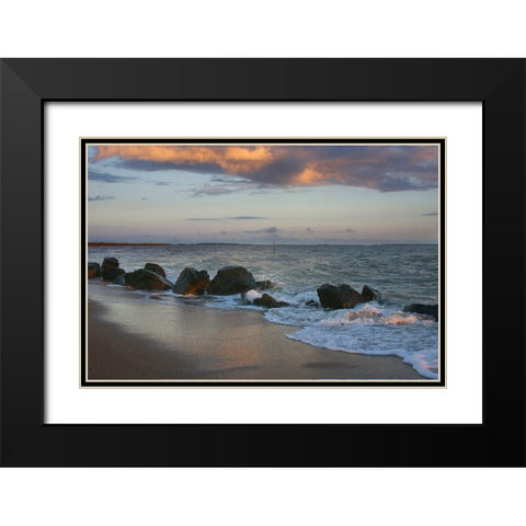 Sunrise on Tybee Island Beach-Georgia-USA Black Modern Wood Framed Art Print with Double Matting by Miller, Anna