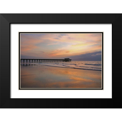 Sunrise on Tybee Island Beach-Georgia-USA Black Modern Wood Framed Art Print with Double Matting by Miller, Anna
