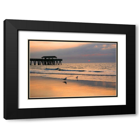 Sunrise on Tybee Island Beach-Georgia-USA Black Modern Wood Framed Art Print with Double Matting by Miller, Anna