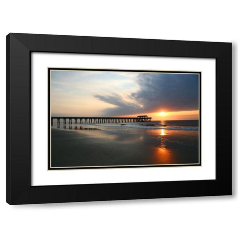 Sunrise on Tybee Island Beach-Georgia-USA Black Modern Wood Framed Art Print with Double Matting by Miller, Anna